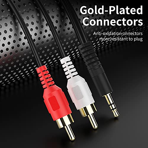 3.5mm to 2 Male RCA Cable 65FT, Stereo Audio Adapter Braided Hi-Fi Sound Auxiliary Y Splitter, Metal Shell Shielded Aux Cord Compatible With Smartphone MP3 Tablet Speaker - size: 65FT