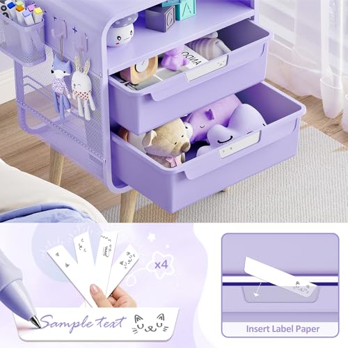 SYKIARIOL Kids Nightstand, Girls Bedside Table, Night Side Table, Purple | Kids Night Stand, End Tables Bedroom, Purple Cute Nightstand with Storage Drawer for Girls, Girls Bedroom Furniture - color: Purple