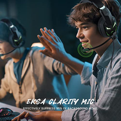 EKSA Fenrir S Gaming Headset for Xbox Series X/S,Xbox One,PS5,PS4,PC,Switch | Headphones with Noise Cancelling Microphone, Comfortable Ear Pads, 50 mm Drivers, RGB Light, One Key Control - Birthday Gift