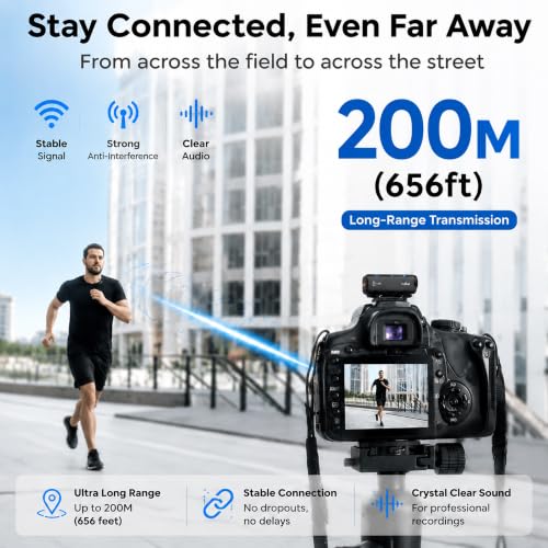 Wireless Lavalier Microphone for iPhone/Android/Camera, Mini Lapel Mic with 2 TX + 1 RX + Charging Case, Noise Cancelling, 48H Battery, 250M Range, Plug-Play for Vlogging Live Streaming - color: dark black