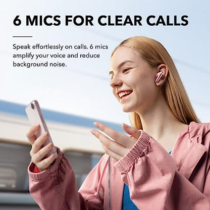 Soundcore by Anker Liberty 4 NC Wireless Earbuds | 98.5% Noise Reduction, Adaptive Noise Cancelling to Environment, Hi-Res Sound, 50H Battery, Wireless Charging, Bluetooth 5.3 - color: Pastel Pink