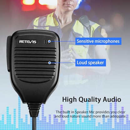 Retevis 2 Pin Walkie Talkie Shoulder Speaker Mic, 5 Pack