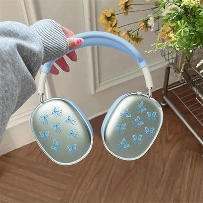 Cute Blue Cherry Floral Clear Case for Airpods Max Headphones Lovely Flower Soft TPU Ear Cups Cover Anti-Scratch Silicone Ear Pad Protective Case 53 Headband Cover for Apple Airpods Max - color: Blue cherry 12