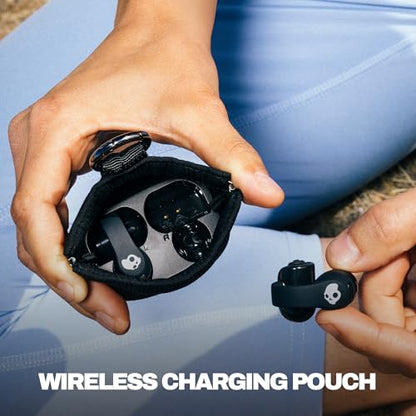 Skullcandy Push 720 Open Wireless Open-Ear Bluetooth Earbuds - True Black | Waterproof, Clip-On Lightweight Design, 30 Hours Battery, Wireless Charging Pouch, Exercise, Running Outdoors, Gym, Fitness - color: Black/Silver