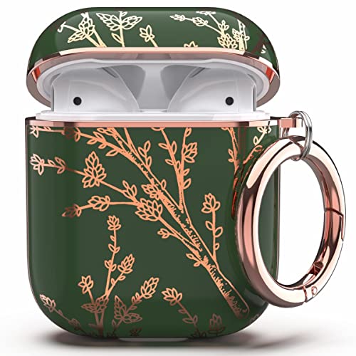 TATOFY Case Cover for AirPods 1&2, Elegant Cute Flower Patterns Protective Hard Case with Clip Keychain - color: Blue, size: AirPods 1 & 2