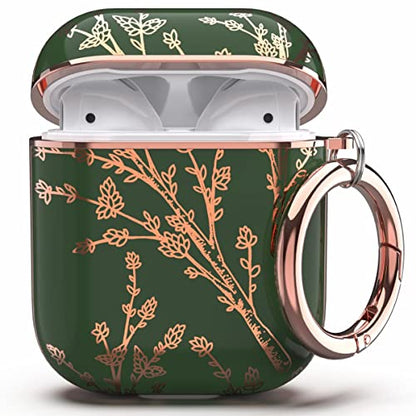 TATOFY Case Cover for AirPods 1&2, Elegant Cute Flower Patterns Protective Hard Case with Clip Keychain - color: Blue, size: AirPods 1 & 2