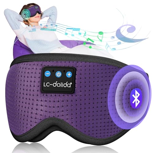 LC-dolida Sleep Mask with Bluetooth Headphones Bluetooth Sleep Mask Sleep Headphones,3D Eye Mask for Sleeping Mask Music Sleeping Headphones for Side Sleepers Meditation Gifts Gadgets for Men Women - color: Classical Purple 3d