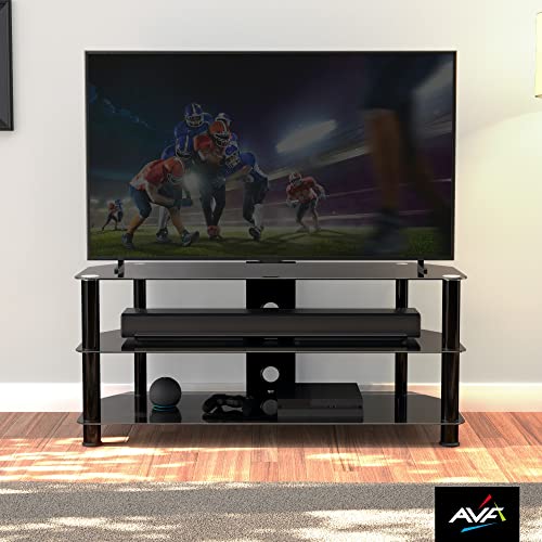AVF Steel Glass TV Stand with Cable Management for up to 55" TVs in Black