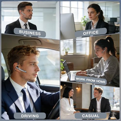Bluetooth Headset V6.1,100Hrs Talk Time Single-Ear Wireless Earbud,CVC8.0 Noise Cancelling Bluetooth Earpiece,Handsfree Headset with Mic,Driving Headphoone for Trucker, Office, Business