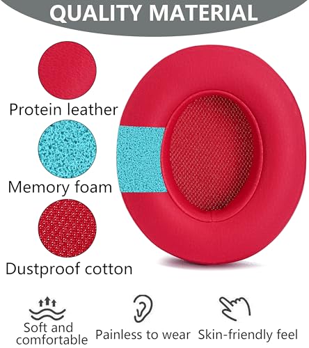 Replacement Ear Pads Compatible with Beats Studio 3 Wireless red - color: red