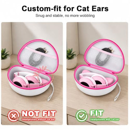 PAIYULE Kids Headphone Case for Riwbox CT-7S/CT-7, for iClever IC-HS01 | Headphone case for kids, hard EVA shell, mesh pocket, fits cat-ear over-ear models, red, school and travel, box only, White - color: White