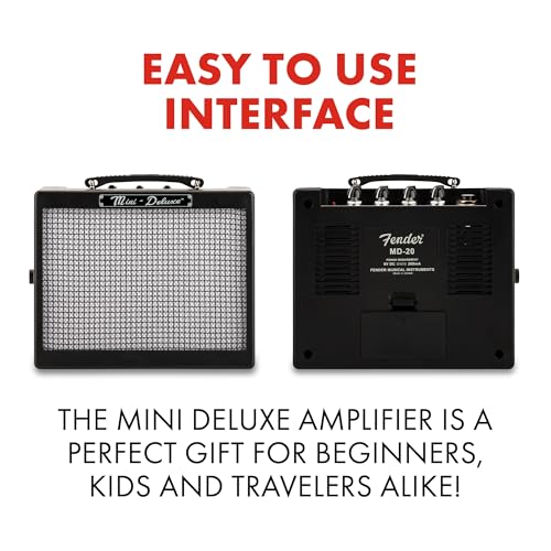Fender Mini Deluxe Electric Guitar Amp, with 1-Year Warranty, Mini Guitar Amp, Portable Guitar Amplifier, Guitar Accessories, 3 Watts, Black - color: Black, style: Mini Deluxe