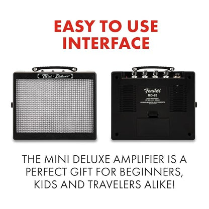 Fender Mini Deluxe Electric Guitar Amp, with 1-Year Warranty, Mini Guitar Amp, Portable Guitar Amplifier, Guitar Accessories, 3 Watts, Black - color: Black, style: Mini Deluxe