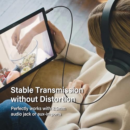 2.5mm to 3.5mm Aux Audio Cable，2.5mm TRS Male to 3.5mm TRS Male Stereo Headphone Audio Replacement Cord for Phones, Headphones, Speakers(1.5m)
