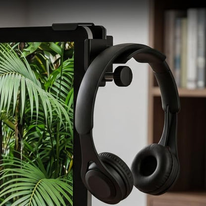 aceyoon Monitor Headphone Stand Clamp-On 360° Rotating Screen Headphones Holder Adjustable Anti-Slip Universal Headset Hanger for Monitor, Desk Organizer