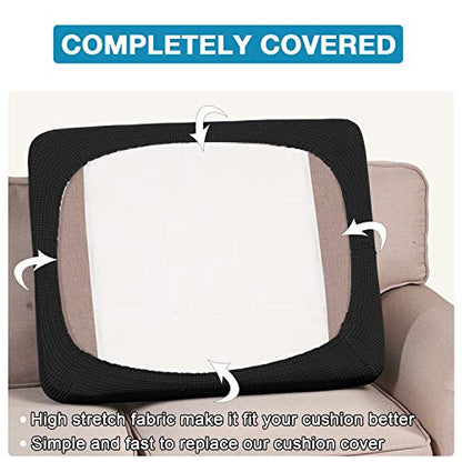 Flamingo P Super Stretch Couch Cushion Cover 1 Pack Individual Seat Slipcover with Elastic Bottom, Machine Washable Furniture Protector (1 Seat Cushion Cover, Black) - color: Black, size: 1 Seat Cushion Cover