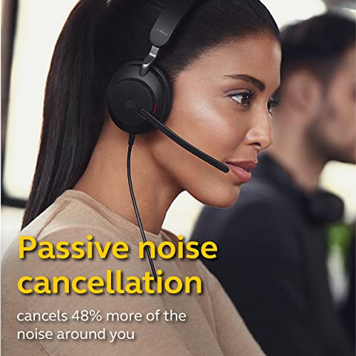 Jabra Evolve2 40 UC Wired Headphones, USB-C, Mono, Black – Telework Headset for Calls and Music, Enhanced All-Day Comfort, Passive Noise Cancelling Headphones, UC-Optimized with USB-C Connection - size: Unified Communications, style: Mono (USB-C)