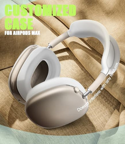 4 in 1 Case Cover for AirPods Max 2/1 (White) | Headband/Ear Cups/Ear Pads Cover, All-Round Protection Soft Silicone and Clear TPU Headphone Case for AirPods Max 2 - color: Clear White