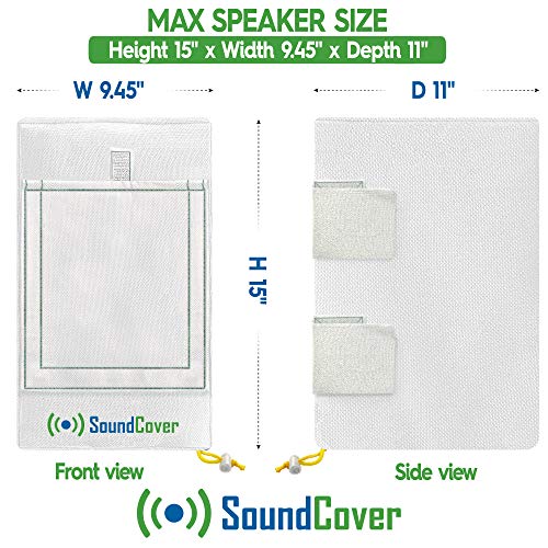 Two White Waterproof 600D Outdoor Speaker Covers for C-Bracket Mounted Speakers – Fits Klipsch AW-650, Polk Atrium 8 SDI, Definitive Technology AW 6500 (Max Dimensions: H 15" x W 9.45" x D 11") - size: Large