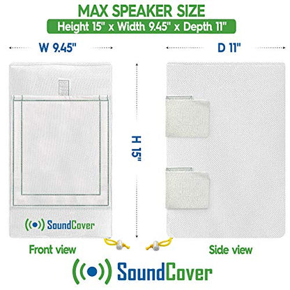Two White Waterproof 600D Outdoor Speaker Covers for C-Bracket Mounted Speakers – Fits Klipsch AW-650, Polk Atrium 8 SDI, Definitive Technology AW 6500 (Max Dimensions: H 15" x W 9.45" x D 11") - size: Large