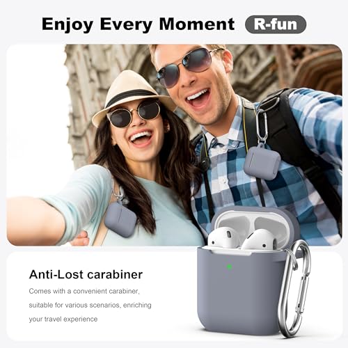 for AirPods 2nd/1st Case Silicone Cover, Dark Gray | Compatible with Apple AirPods 2nd/1st (2019/2016) Generation with Keychain & Cleaner Kit, Wireless Charging Compatible - color: Dark Gray
