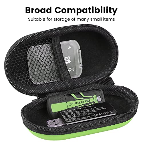 Earbud Case, RISETECH Earphone Carrying Case Holder EVA Headphone Storage Bag Small Cover Zipper Pouch Compatible for EarPods, AirPods, Beats Flex, Bose Wired Earbuds, USB Cable, with Keychain-Green - color: Green