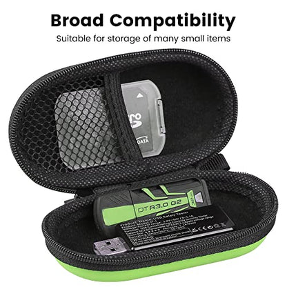 Earbud Case, RISETECH Earphone Carrying Case Holder EVA Headphone Storage Bag Small Cover Zipper Pouch Compatible for EarPods, AirPods, Beats Flex, Bose Wired Earbuds, USB Cable, with Keychain-Green - color: Green