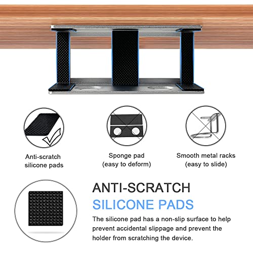 IFCASE Under Desk Laptop Mount with Adhesive & Screw in, Hard Aluminum Under Desk Shelf Holder for Laptop, Mac mini, MacBook, Keyboard with Anti-Scratch Silicone (Silver) - color: Silver