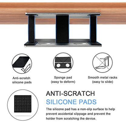 IFCASE Under Desk Laptop Mount with Adhesive & Screw in, Hard Aluminum Under Desk Shelf Holder for Laptop, Mac mini, MacBook, Keyboard with Anti-Scratch Silicone (Silver) - color: Silver