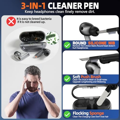 Safety Lock Case for Samsung Galaxy Buds3 FE/3/3 Pro (Black) | with Secure Lock Clip & Cleaning kit Full Body Shockproof Carbon Fiber Protection Design - color: F-black