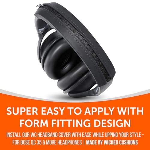 WC BandZ QC35 - Silicone Headband Cover for Bose QuietComfort 35, 35ii & 45 | Made by Wicked Cushions | Also fits QC 2023 & More, Enhanced Style & Sweat Protection | Black - color: Black