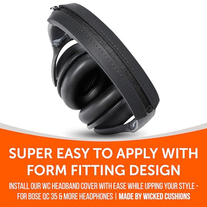 WC BandZ QC35 - Silicone Headband Cover for Bose QuietComfort 35, 35ii & 45 | Made by Wicked Cushions | Also fits QC 2023 & More, Enhanced Style & Sweat Protection | Black - color: Black