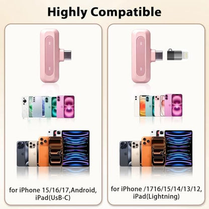 Pink Wireless Mini Microphone for iPhone 15/16/17,iPad,Android,with Noise Cancellation,Portable USB C Lapel Mic for Video Recording,Vlog,TikTok,YouTube–Rose Pink for Content Creators