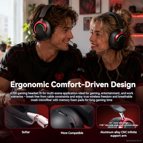 Wireless Gaming Headset with Mic Over Ear Headphones for PC,Xbox,PS5,Switch