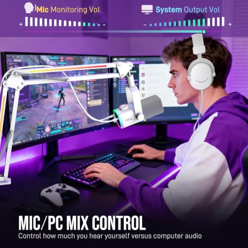 FIFINE AM8PROTW Streaming Microphone Kit for Gaming, XLR/USB Dynamic Mic - color: White