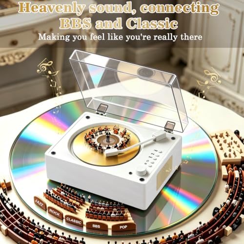 CD Player with Bluetooth 5.3, Wood Grain CD Player for Home, Retro Desktop Music Player, Dual HI-FI Speakers with Remote Control | Wood Grain CD Player for Home, Retro Desktop Music Player, Dual HI-FI Speakers with Remote Control - color: Walnut Wood Grai