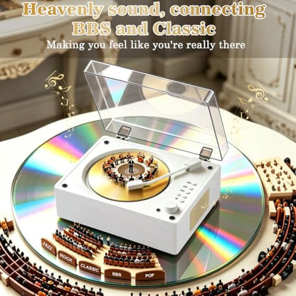 CD Player with Bluetooth 5.3, Wood Grain CD Player for Home, Retro Desktop Music Player, Dual HI-FI Speakers with Remote Control | Wood Grain CD Player for Home, Retro Desktop Music Player, Dual HI-FI Speakers with Remote Control - color: Walnut Wood Grai