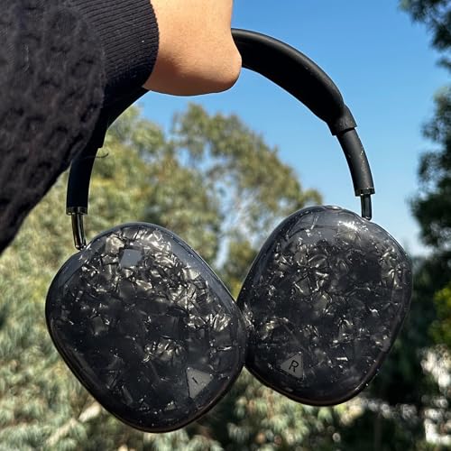 Case Cover for AirPods Max Headphone,Glitter Shell Pattern TPU Ear Cup Case,Silicone Ear Pad/Headband Protective Cover Accessories Compatible with Apple AirPods Max(2024/2020),Glitter Black Seashell - color: Glitter Black Seashell