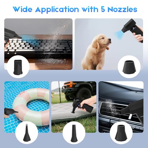 Compressed Air Duster 110000RPM, Cordless Electric Dust Blower | Rechargeable, 4-Speed Adjustable, LED Display, For PC Keyboard Car Home Cleaning, Mini, Replaces canned air, Brushless Motor