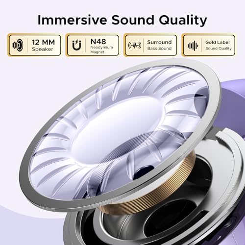 UGREEN HiTune S3 Open Ear Earbuds, Bluetooth 5.4, Clip on Earbuds, Purple | Lightweight, Comfort, Wireless Headphones ENC Clear Calls, 30H Playtime, IPX5 Waterproof, for Driving Running Workout Cycling - color: Purple