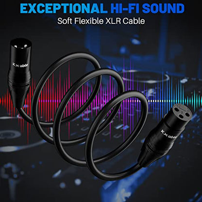 Kxable XLR Microphone Cable 25 Feet, 3 Pin Shielded Balanced Male to Female Mic Cord, Zinc Alloy Shells, OFC, Heavy-Duty Patch Cable for Amplifier, Speaker, Mixer with 5 Cable Ties - size: 25 Feet, style: 1-Pack