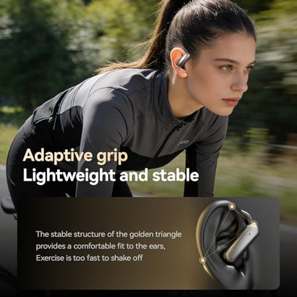 OceanSounds Open Ear Headphones with Swappable Battery, Bluetooth 5.4 Wireless Ear Hook Headphones, Secure Fit for Running, Workout, Cycling and Outdoor Activities - color: Black