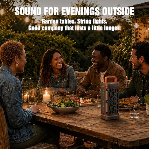 TRAVOR Rugged Magnetic Portable Bluetooth Speaker for Fishing, Beach | All-Aluminum Body Magnetic Mounting for Fishing Boat, 45W Bass Boost for RV Movie Night, 25H Playtime for Camping, Marine Day