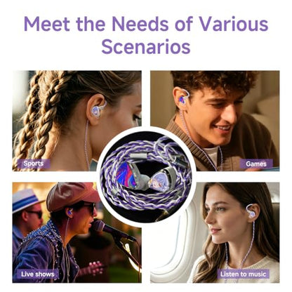 CVJ Jemine IEM Wired Gaming Earbuds, Deep Bass in Ear Monitors with Mic | 1DD+1BA Hybrid Driver, Volume Control, 3.5mm jack, 0.78mm 2 Pins,Detachable 4.1ft Cable for PC/Laptop/Xbox/PS5/Switch 2 - color: Jemine Character, style: with Mic