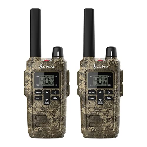Cobra RX380 Walkie Talkies (2-Pack), 40 Pre-Programmed Channels | Weather Resistant Two Way Radios Long Range, Weather Alerts, LED Flashlight - style: RX380 True Timber Camo