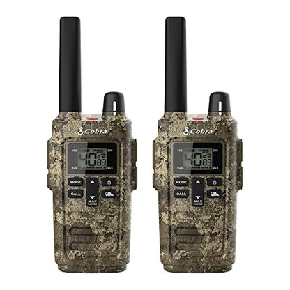Cobra RX380 Walkie Talkies (2-Pack), 40 Pre-Programmed Channels | Weather Resistant Two Way Radios Long Range, Weather Alerts, LED Flashlight - style: RX380 True Timber Camo