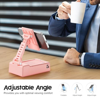 JTEMAN Gifts for Men Women,Cell Phone Stand with Bluetooth Speaker,Cool Tech Gadgets,Unique Birthday Gifts for Men Husband Mom Dad-Pink - color: Pink