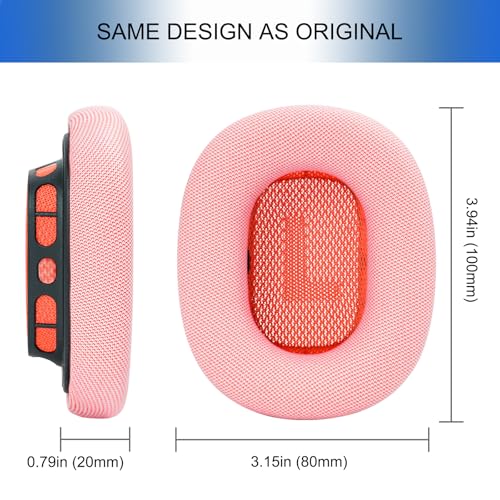 Replacement Ear Cushions for AirPods Max 1 & 2 Generation Apple Headphones | Upgraded Ear Pads APM Cups Cover for Workout with Silicone Gel (Pink) - color: Pink