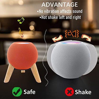 Real Wood Stand for Homepod mini smart Speaker,Desktop Bracket (White Oak) | wooden tripod with metal frame,safe stable holder mount with anti-slip silicone pad protects home pod mini on table - color: White Oak