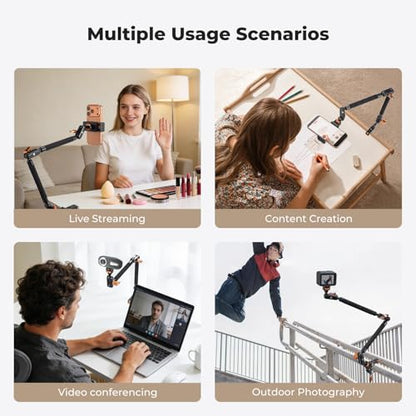K&F CONCEPT 22" Magic Arm Clamp Kit, Overhead Desk Camera Mount, Long Articulating Friction Boom Arm for Phone, Action Camera, LED Light, Microphone | Long Articulating Friction Boom Arm for Phone, Action Camera, LED Light, Microphone, MS63